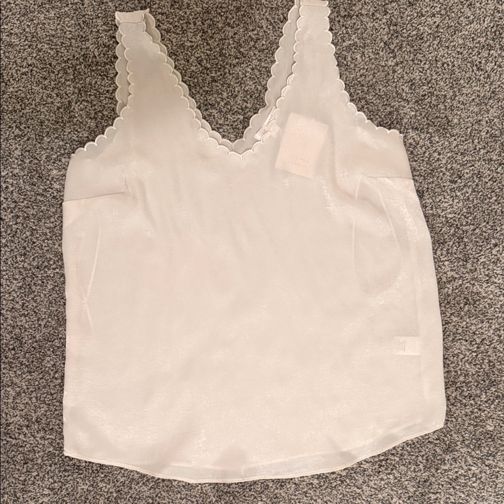 LC Lauren Conrad White Scallop-Trim Satin V-Neck Cami